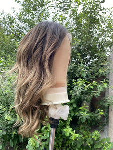 Luxury Balayage Highlight Dark Brown Ash Blonde 100% Human Hair Swiss 13x4 Lace Front Glueless Wig  U-Part or Full Lace Upgrade Available