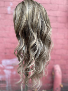 Luxury Balayage Highlight Brown Ash Blonde 100% Human Hair Swiss 13x4 Lace Front Glueless Wig  U-Part, 360 or Full Lace Upgrade Available