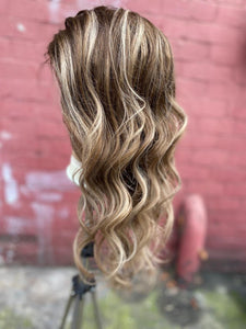 Luxury Balayage Highlight Brown Ash Blonde 100% Human Hair Swiss 13x4 Lace Front Glueless Wig  U-Part, 360 or Full Lace Upgrade Available