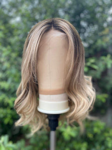 Luxury Dark Brown Ash Blonde Balayage Highlight 100% Human Hair Swiss 13x4 Lace Front Glueless Wig U-Part, 360 or Full Lace Upgrade Available