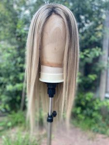 Luxury Balayage Highlight Light Ash Blonde 100% Human Hair Swiss 13x4 Lace Front Glueless Wig U-Part, 360 or Full Lace Upgrade Available