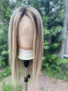 Luxury Balayage Highlight Light Ash Blonde 100% Human Hair Swiss 13x4 Lace Front Glueless Wig U-Part, 360 or Full Lace Upgrade Available