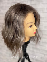 Load image into Gallery viewer, ALASKA | Luxe Cold Grey Balayage 100% Human Hair Swiss 13x4 Lace Front Glueless Wig  Bleached Knots Transparent Lace Full Lace Upgrade Available
