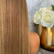 Load image into Gallery viewer, Luxury Golden Brown Ombre Blonde Straight 100% Human Hair Swiss 13x4 Lace Front Glueless Wig U-Part, 360 or Full Lace Upgrade Available
