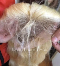 Load image into Gallery viewer, Luxury 30” 32” 34” 36” 38” 40” inches Swiss 13x4 Lace Front Glueless Wig Platinum Bleach Blonde #613 Virgin Human Hair Human Water Wave Long
