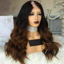 Load image into Gallery viewer, Luxury Ombre Auburn Brown U Part Wavy 100% Human Hair Swiss 13x4 Lace Front Glueless Wig U-Part U-Part, 360 or Full Lace Upgrade Available
