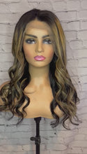 Load and play video in Gallery viewer, READY TO SHIP 20” 150% 13x4 Lace Front Natural Black and Blonde Balayage Highlighted Human Hair Wig
