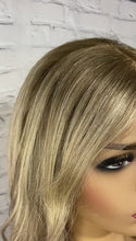Load and play video in Gallery viewer, READY TO SHIP Luxury 22” 150% Lace Front Ash Blonde and Brown Small Cap Balayage Wig Human Hair Swiss Glueless Sale Bleached Knots
