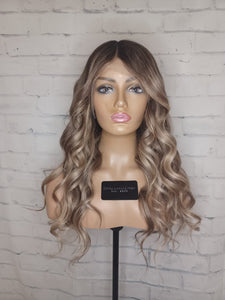 READY TO SHIP 22” 130% Small Cap 13x6 Lace Front Ash Blonde Balayage Highlighted Human Hair Wig