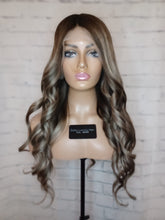 Load image into Gallery viewer, READY TO SHIP Clearance 24” 180% 13x4 Dark Brown Light Blonde Balayage Highlighted Human Hair Wig
