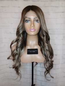 READY TO SHIP Clearance 24” 180% 13x4 Dark Brown Light Blonde Balayage Highlighted Human Hair Wig