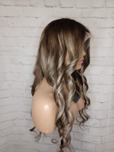 Load image into Gallery viewer, READY TO SHIP Clearance 24” 180% 13x4 Dark Brown Light Blonde Balayage Highlighted Human Hair Wig
