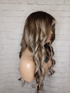 READY TO SHIP Clearance 24” 180% 13x4 Dark Brown Light Blonde Balayage Highlighted Human Hair Wig