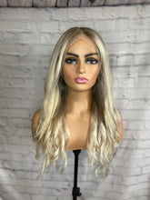 Load image into Gallery viewer, READY TO SHIP 18” 180% 360 Lace Ash Blonde Balayage Highlighted Bleached Knots Human Hair Wig
