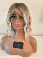 Load image into Gallery viewer, READY TO SHIP 10” 180% Ash Blonde Light Platinum Balayage Highlighted Human Hair Wig Full Fringe Bangs Layers 13x4 Lace Front
