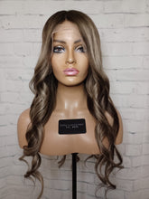 Load image into Gallery viewer, READY TO SHIP Clearance 24” 180% 13x4 Dark Brown Light Blonde Balayage Highlighted Human Hair Wig
