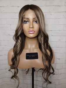 READY TO SHIP Clearance 24” 180% 13x4 Dark Brown Light Blonde Balayage Highlighted Human Hair Wig