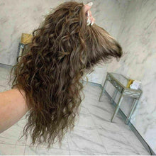 Load image into Gallery viewer, READY TO SHIP 16” 130% Lace Front Medium Brown Wavy #4 Human Hair Wig
