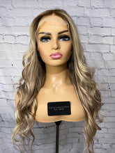 Load image into Gallery viewer, READY TO SHIP Luxury 22” 150% Lace Front Ash Blonde and Brown Small Cap Balayage Wig Human Hair Swiss Glueless Sale Bleached Knots
