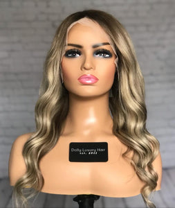 READY TO SHIP Luxury 22” 150% Lace Front Ash Blonde M Cap Balayage Wig Human Hair Swiss Glueless Sale Bleached Knots