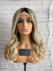 SALE READY TO SHIP Luxury 16" 180% Lace Front Ash Blonde Balayage Wig