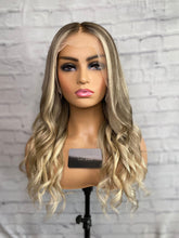 Load image into Gallery viewer, READY TO SHIP Luxury 18” 150% Ash Blonde 13x6 Human Hair Balayage Highlight Wig
