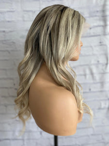 SALE READY TO SHIP Luxury 16" 180% Lace Front Ash Blonde Balayage Wig